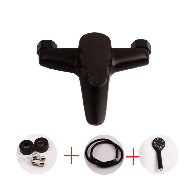 TLXT Black Wall-Mounted Shower Mixer Faucet Set