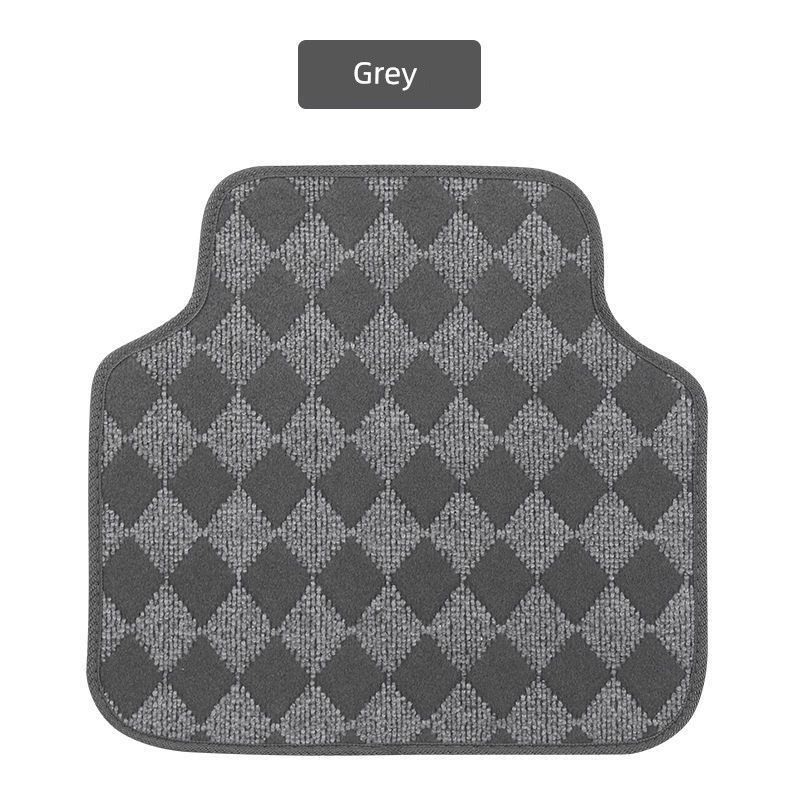 Foot Mat Car Universal Car Foot Mat Car Floor Mat Non-Slip Foot Mat Main Driving Easy Cleaning Car Mat Complete Set [Gray Rhombus]-One Piece at the Back