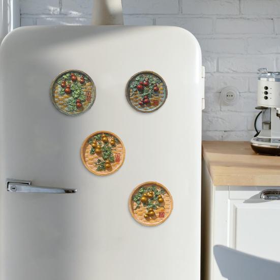 Five Gourds Refrigerator Magnet Bring Good Luck Wealth 3D Gourd Vine Round Refrigerator Magnet Home Office Kitchen Decoration