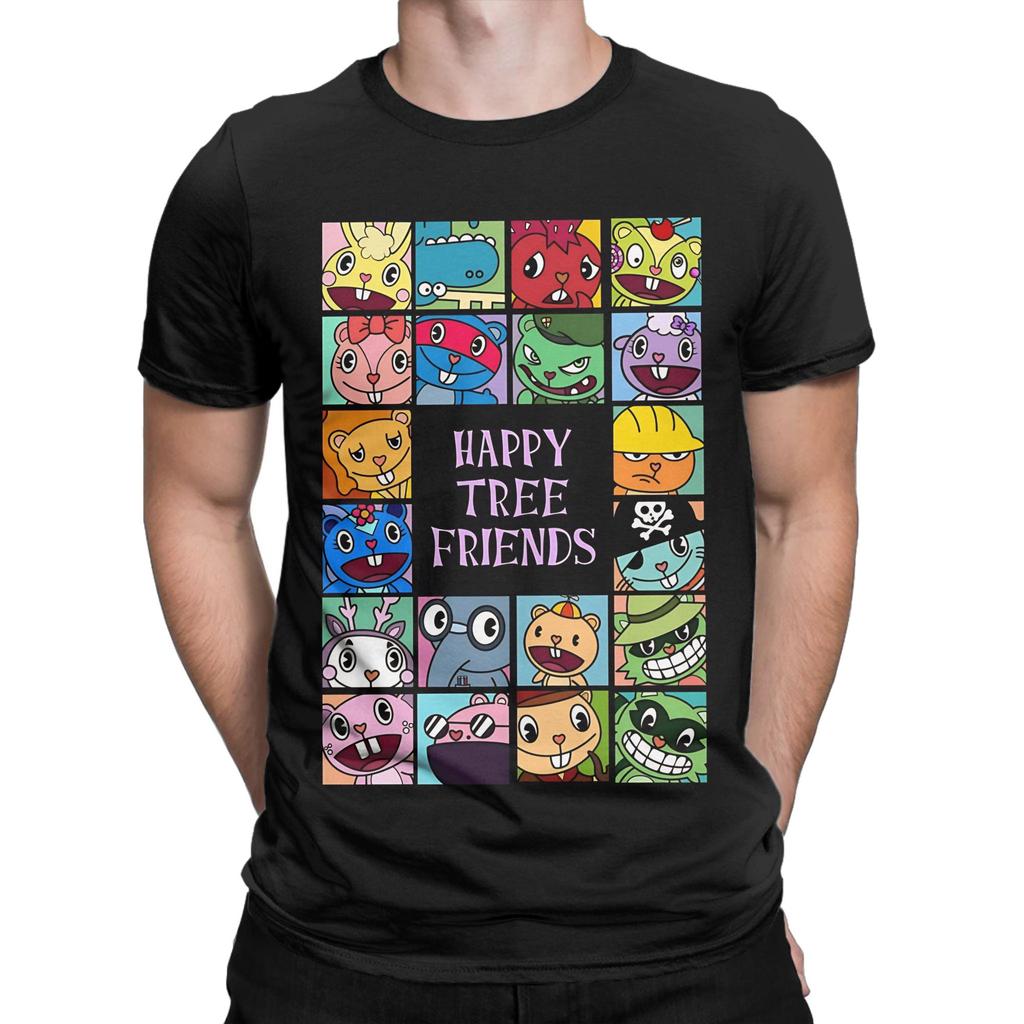 Süßer Tiercharakter Gitter Neuheit 100% Baumwolle T-Shirt Happy Tree Friends T-Shirts Oberteile Für Männer