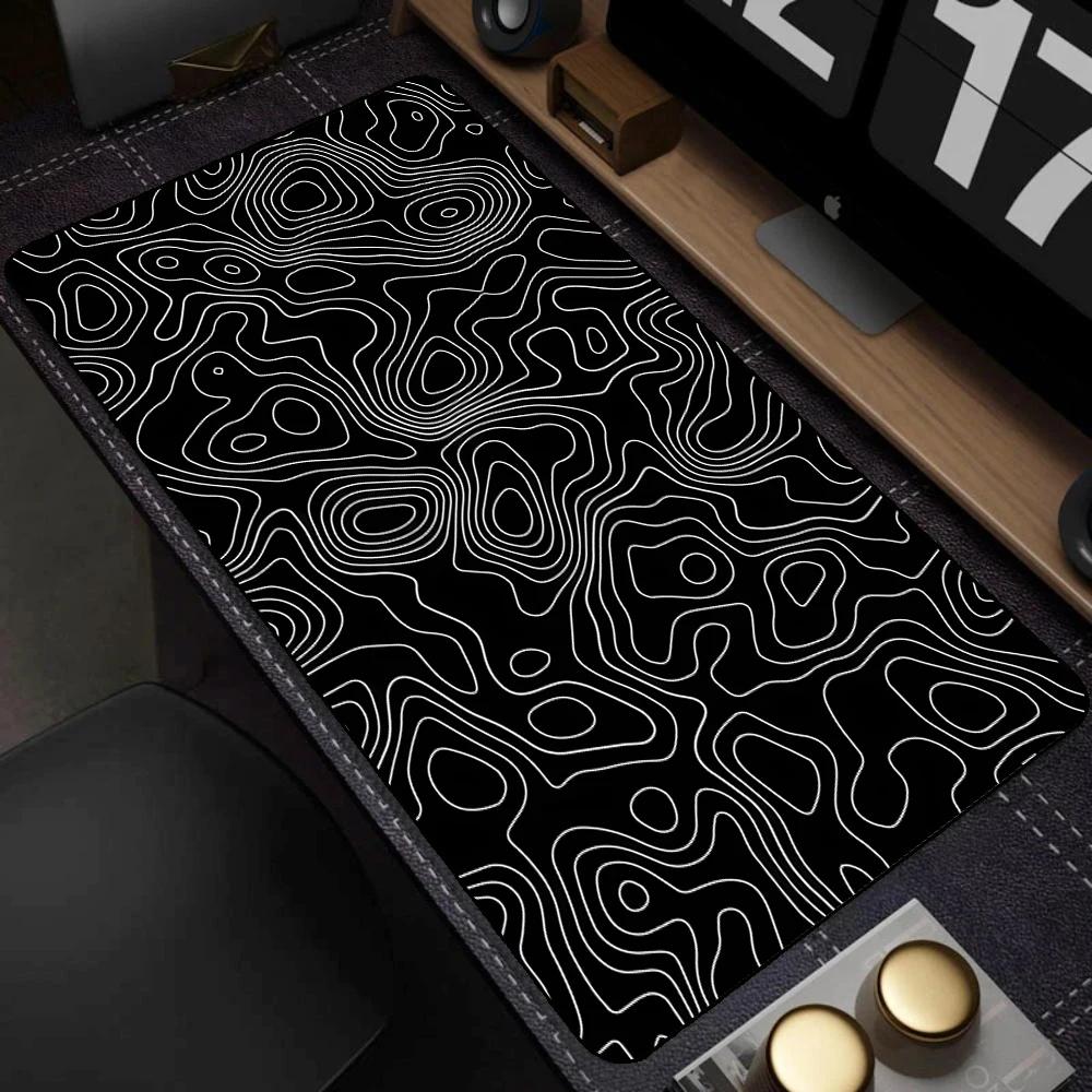 Mouse Pad 1000x500MM Topographic Map Black and White Lines Desk Mat Desktop Accessories Gaming Keyboard Pad Carpet Office Gamers