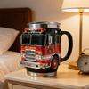 Portable Insulated Fire Truck Shape Coffee Cup with Detailed Design Drinking Cup Suitable for Gift Givings or Individual