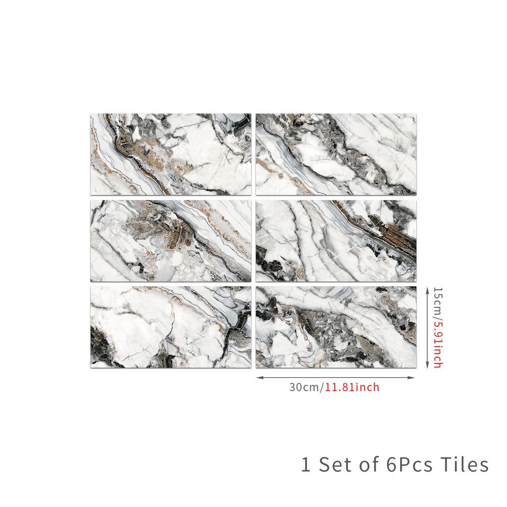 Marble Pattern Glossy Tile Wall Sticker Self-Adhesive Living Room Bathroom Renovation Wall Decoration Waterproof And Moisture-Proof Wallpaper