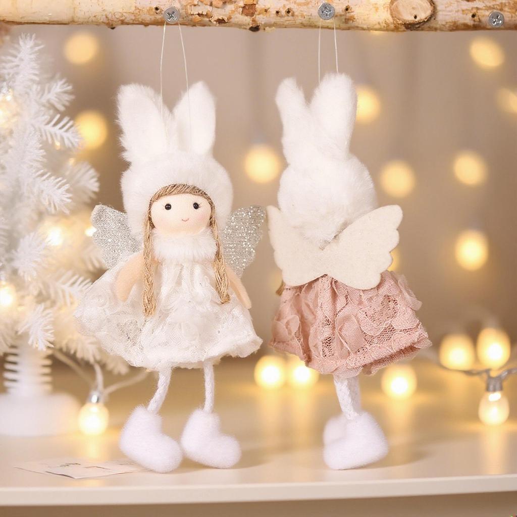 New Christmas Antler Angel Pendant Plush Angel Cute Rabbit Ears Doll Doll Christmas Tree Decoration