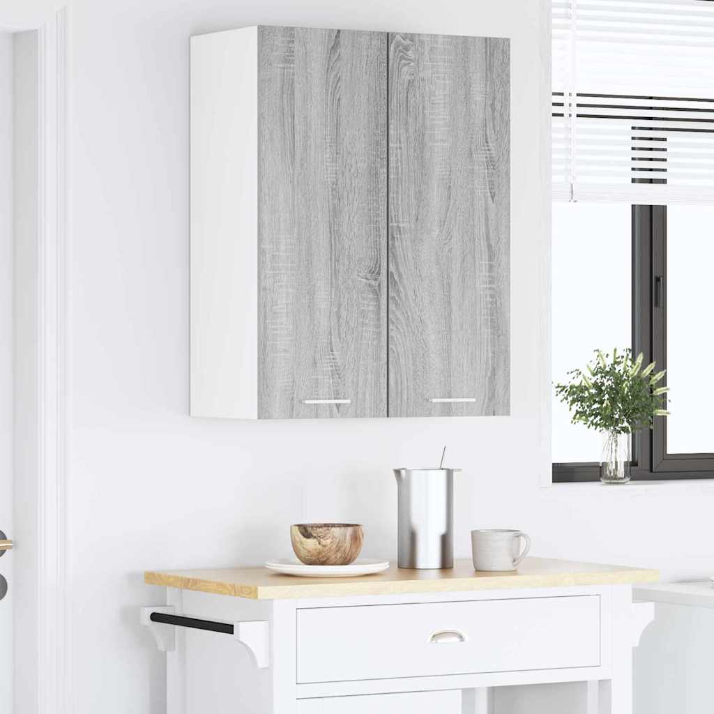 Wall Mounted Cabinet with Door 2 Pcs Grey Sonoma and White 30 X 31 X 80 Cm