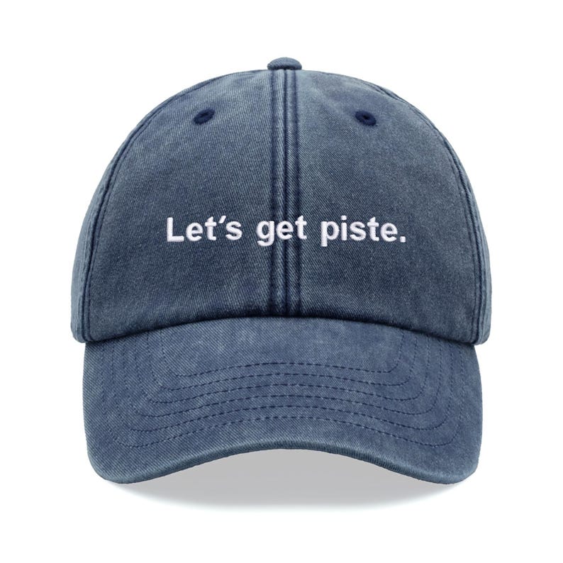 1pc "Let's Get Piste" Baseball Caps for Women,Vintage Washed Unisex Dad Hat Low Profile Adjustable Faded Sports Sun Hiking,wear