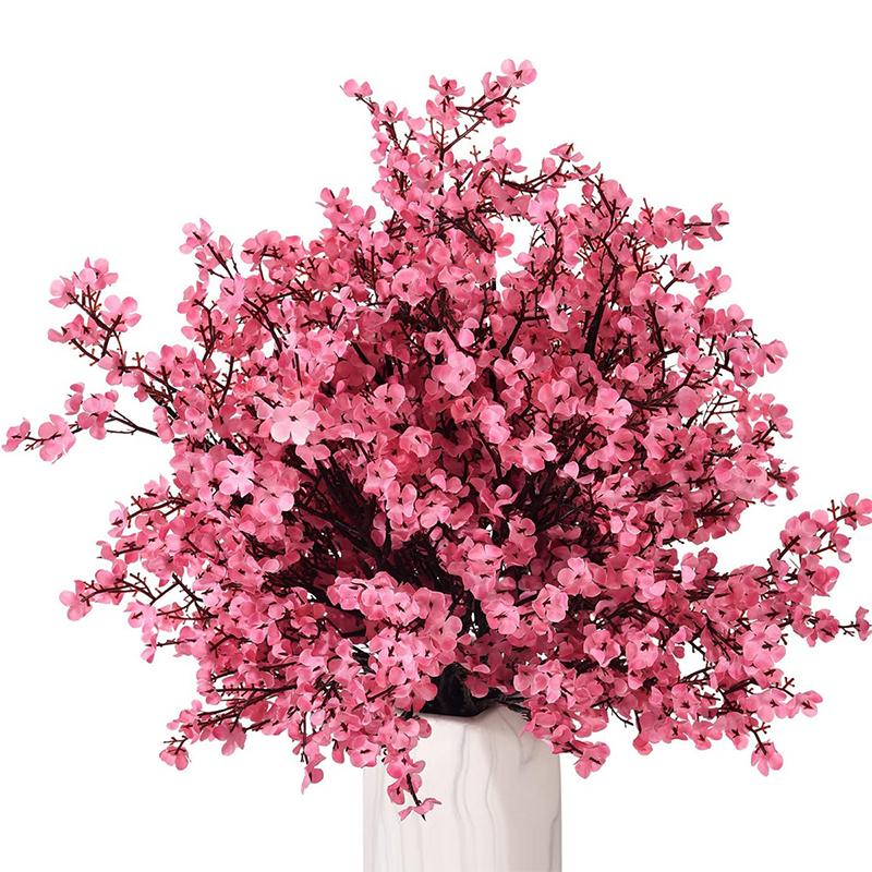 10PCS Artificial Plants Long Baby's Breath Christmas Decor Vase for Home Wedding Bridal Festival DIY Party Fake Plastic Flowers