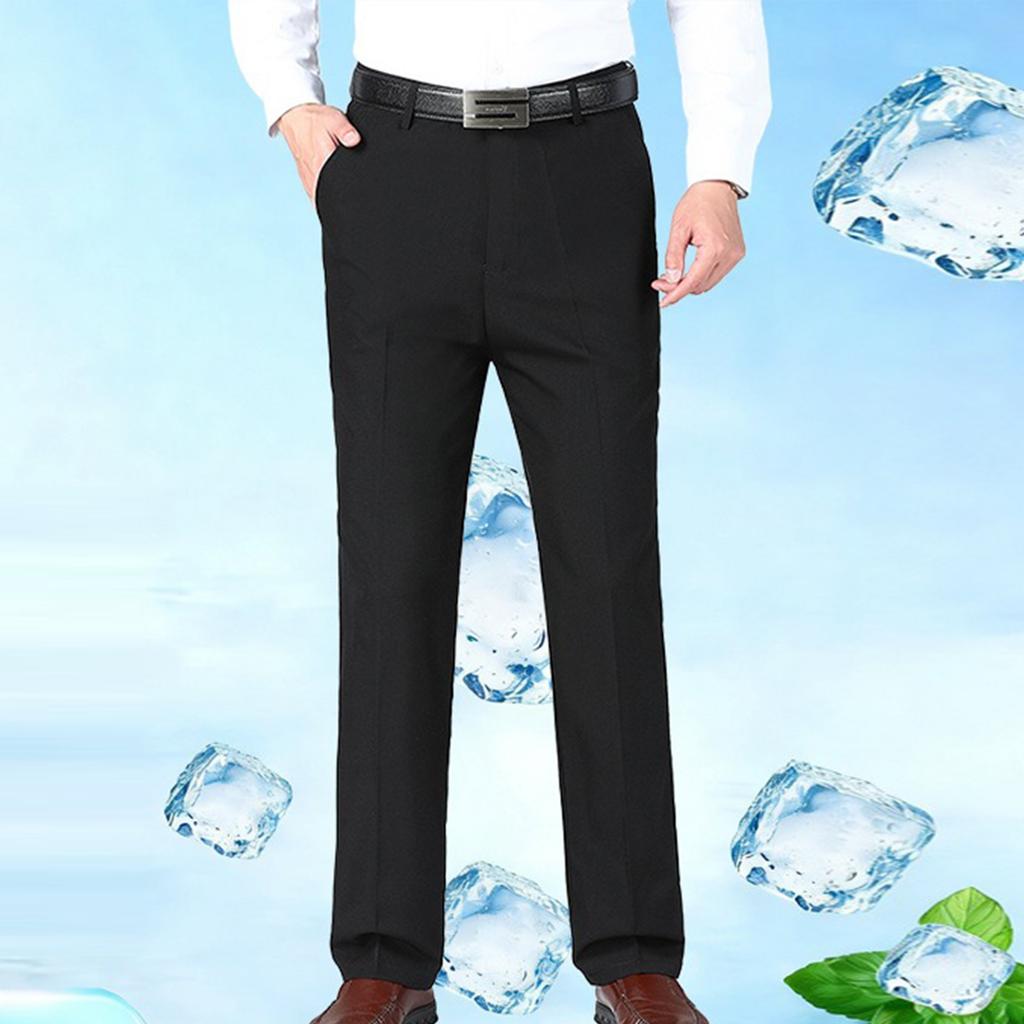 Men's Summer Suit Trousers Men's Casual Breathable Straight Leg Trousers