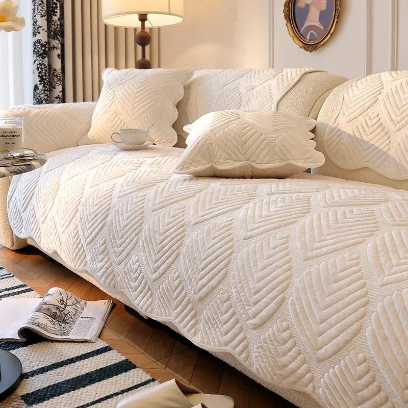 1PC Soft Velvet Sofa Mat Cover Solid Color Four Seasons Universal Sofa Towel Non-slip Anti-dirt Couch Slipcover for Living Room