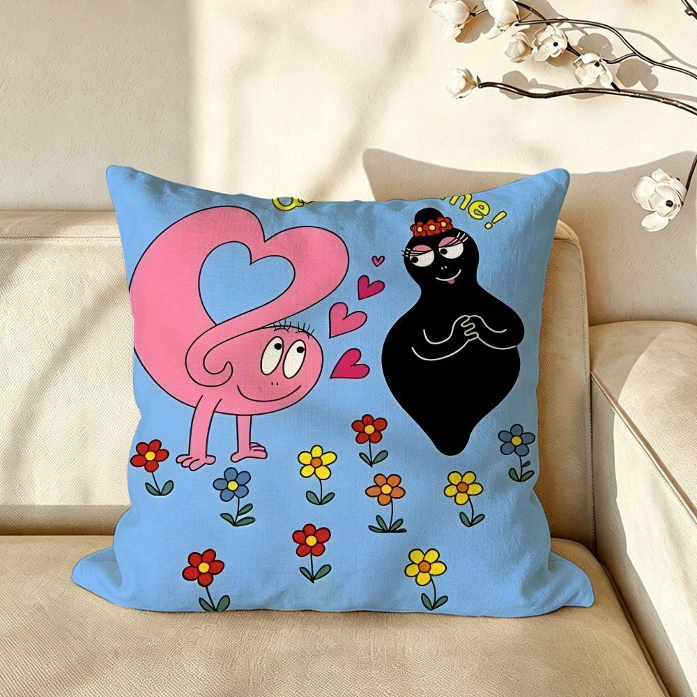 Cartoon BBarbapapa Cushion Cover Pillow Case Antidustmite Pillowcase Silky Short Plush Sofa Cushion Cover hot