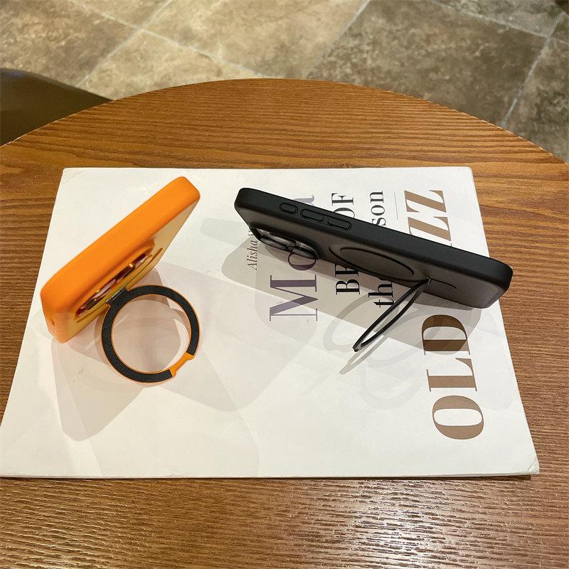 Luksus Matt Holder Telefonveske For iPhone 15 Pro Max 14 13 12 11 For Magsafe Støtsikker metall Usynlig magnetisk brakett Bakdeksel med linsefilm