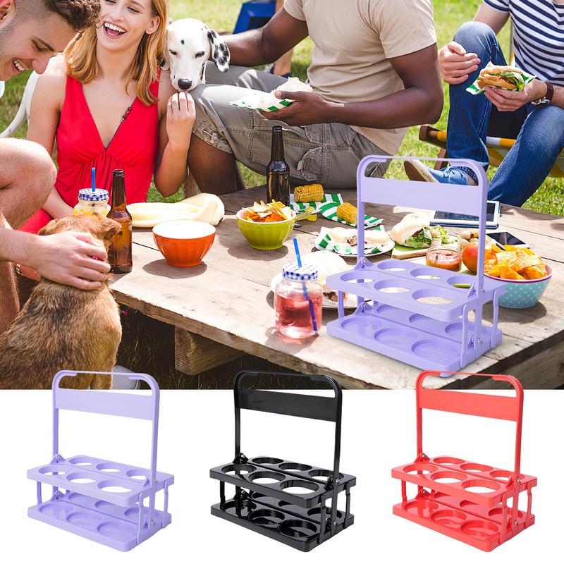Foldable Drink Carrier 6 Bottles Beer Bottle Carrier with Handle Reusable Beer Collector Drink Container for Picnic BBQ Catering