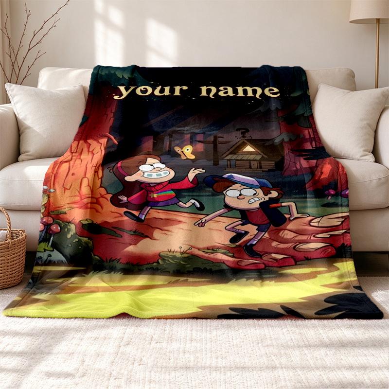 Gravity Falls Customizable name outdoor blanket soft cozy and warm Multi-purpose office blanket outdoor camping and travel blanket all