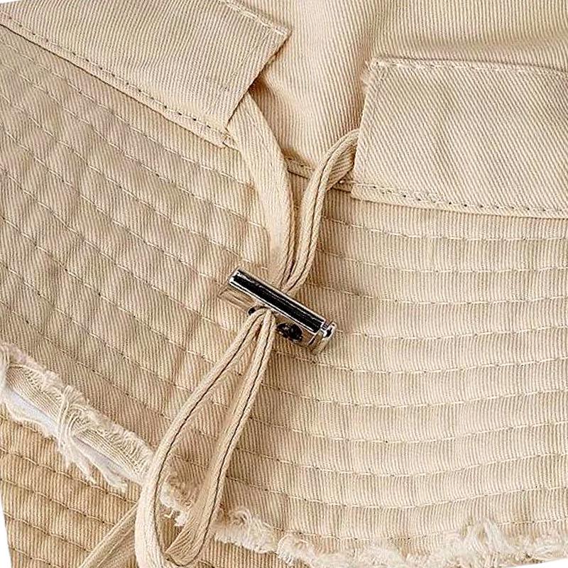 Frayed Edge Cotton Bucket Hat: Summer Sun Protection for Outdoor Travel and Shopping