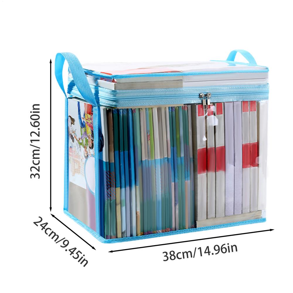 Transparent Books Storage Bag Handle Stackable Document Collection Container Foldable Waterproof Tutorial Bag Storage Bag