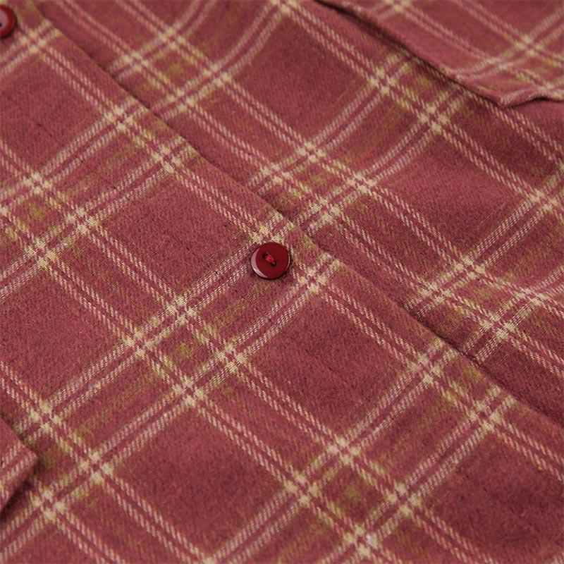 Chemises à carreaux vintage décontractées pour femmes, blouse ample à manches longues boutonnée sur le devant, printemps, surdimensionnée, classique, hauts high street