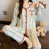Roter gepunkteter Pyjama Damen High-End Frühling und Herbst Cartoon Muschel bestickter Rand Langarm Loungewear Set