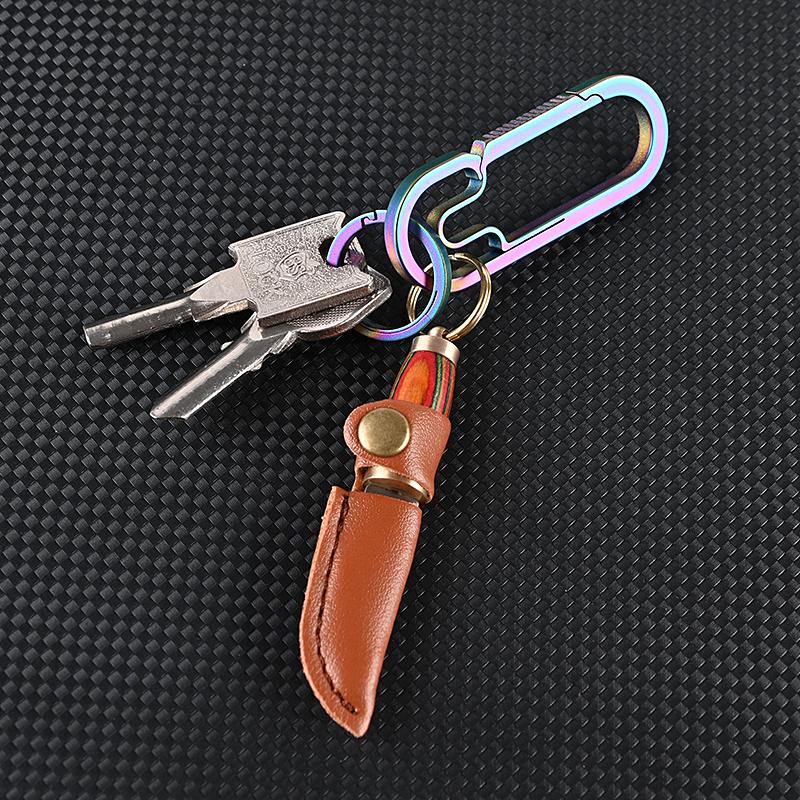 Folding Knife With Leather Cover Small Wood Knife Portable Stainless Steel Blade Cutter Unboxing Keychain EDC Survival Tools