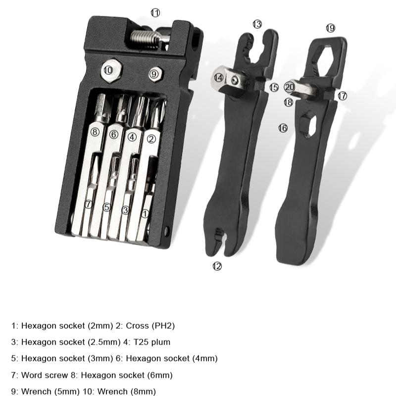 Bicycle Hex Spoke Wrench Foldable Multi Function Tool Kit MTB Chain Cutter Mountain Road Cycle Bike Screwdriver Repair Tools Set