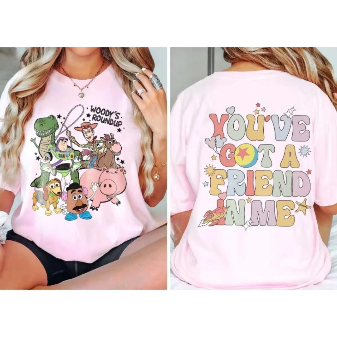 

Toy Story Double Sided Print Vintage Tee Daily Casual Campus Commute Weekend Outing Spring Summer Womens T Shirt S