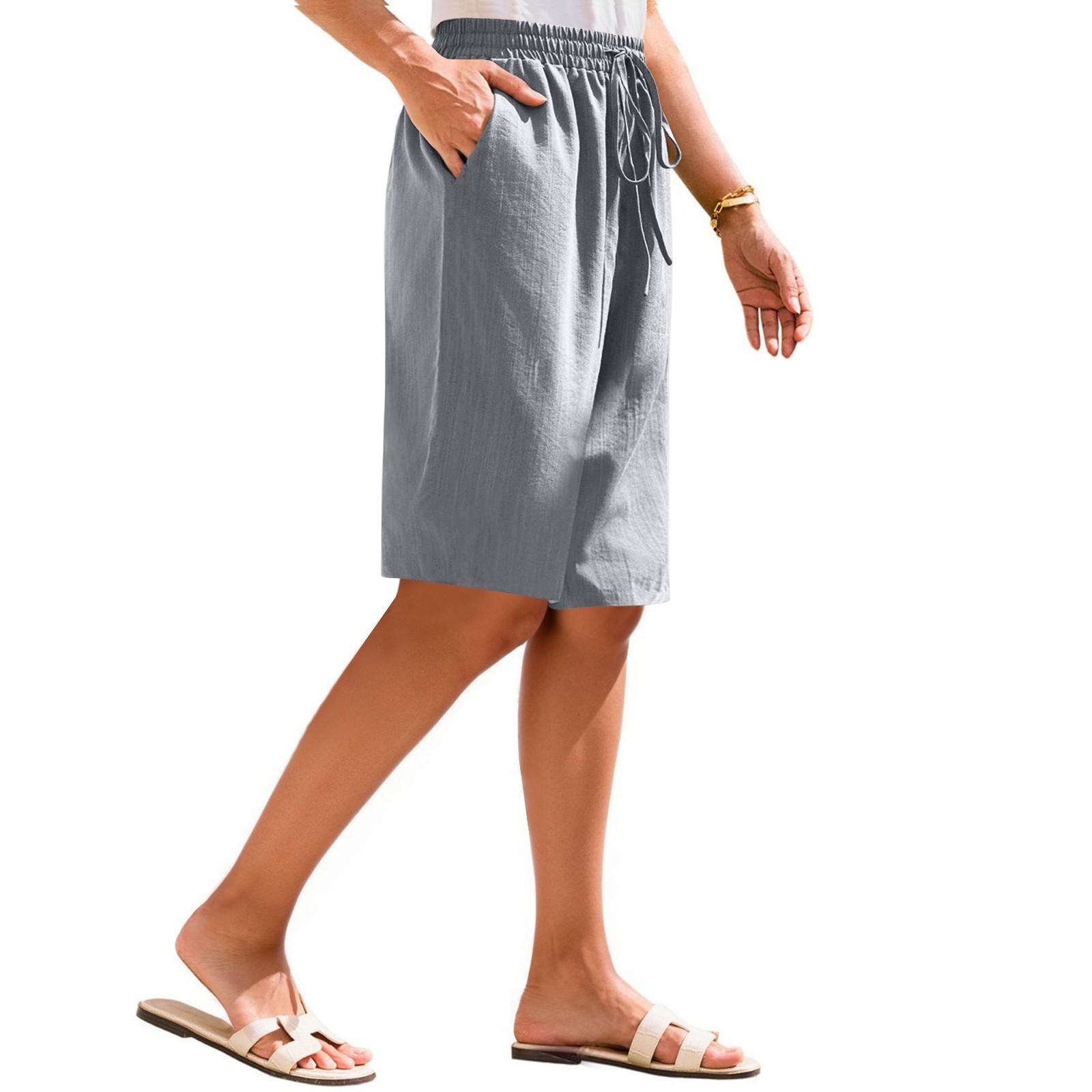 

Жіночі літні шорти повсякденні вільні довжини до середини коліна короткі штаниЗручні літні шорти з кишенями L