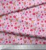 Soimoi Japan Crepe Satin Fabric Berries,Leaves & Floral Artistic Print Fabric by the Metre 42 Inch