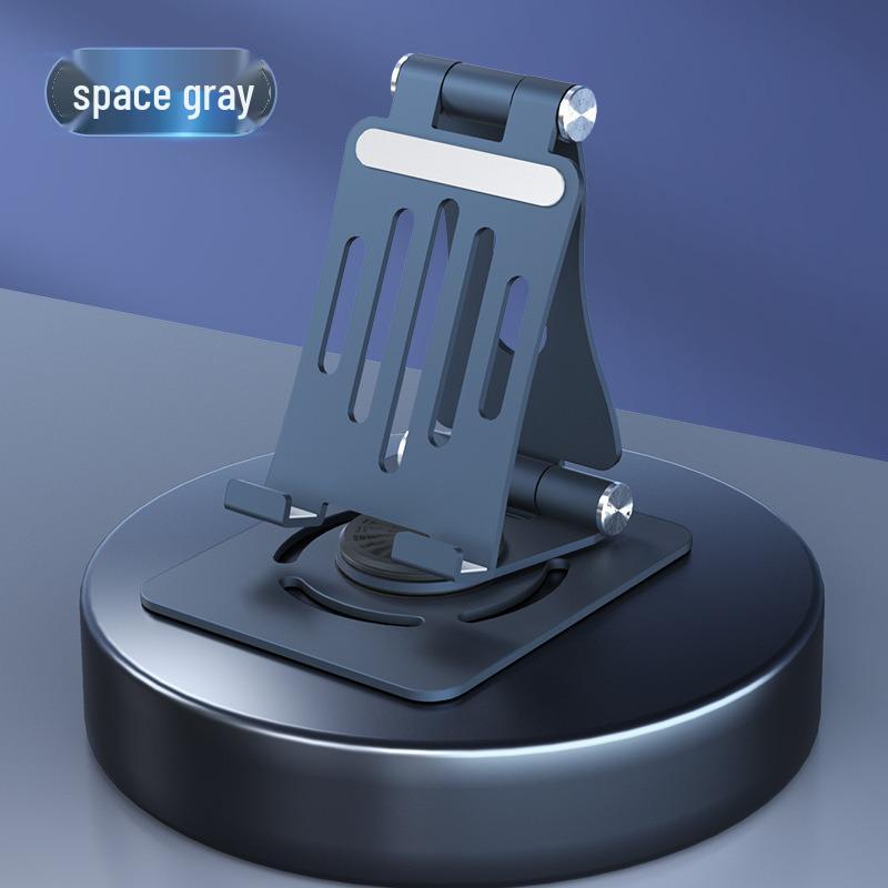 360° Rotating Aluminum Phone Holder: Foldable Desktop Stand for Live Broadcasts and Online Classes.