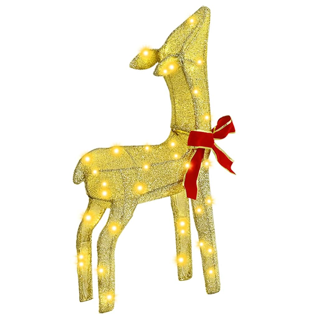 Reindeer Family Set of 3 Warm White Fabric 68 x 26 x 127 cm