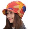 WHITE FANG Knit Hat with Design Neck CA359 Brim, Cap, Warmer, Stylish, Women's (03 Red)