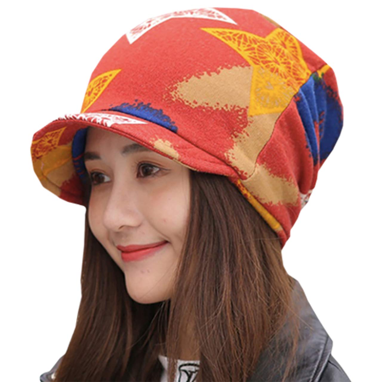 

WHITE FANG Вязаная шапка с дизайном шеи CA359 Козырек, Шапка, Утеплитель, Стильная, Женская (03 Красный)