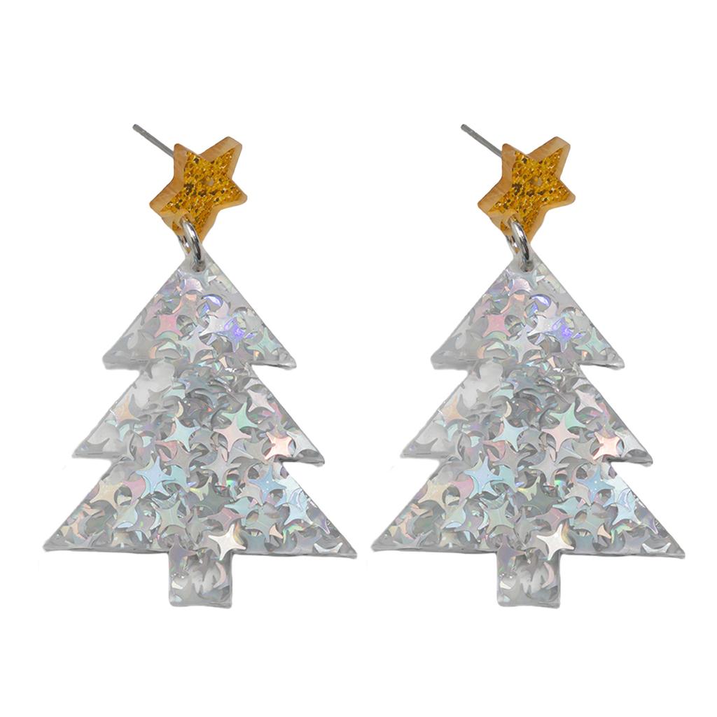 Holiday Acrylic Tassel Drop Earrings Christmas Theme Pattern Stylish Studs Earrings Unique Christmas Earrings for Party