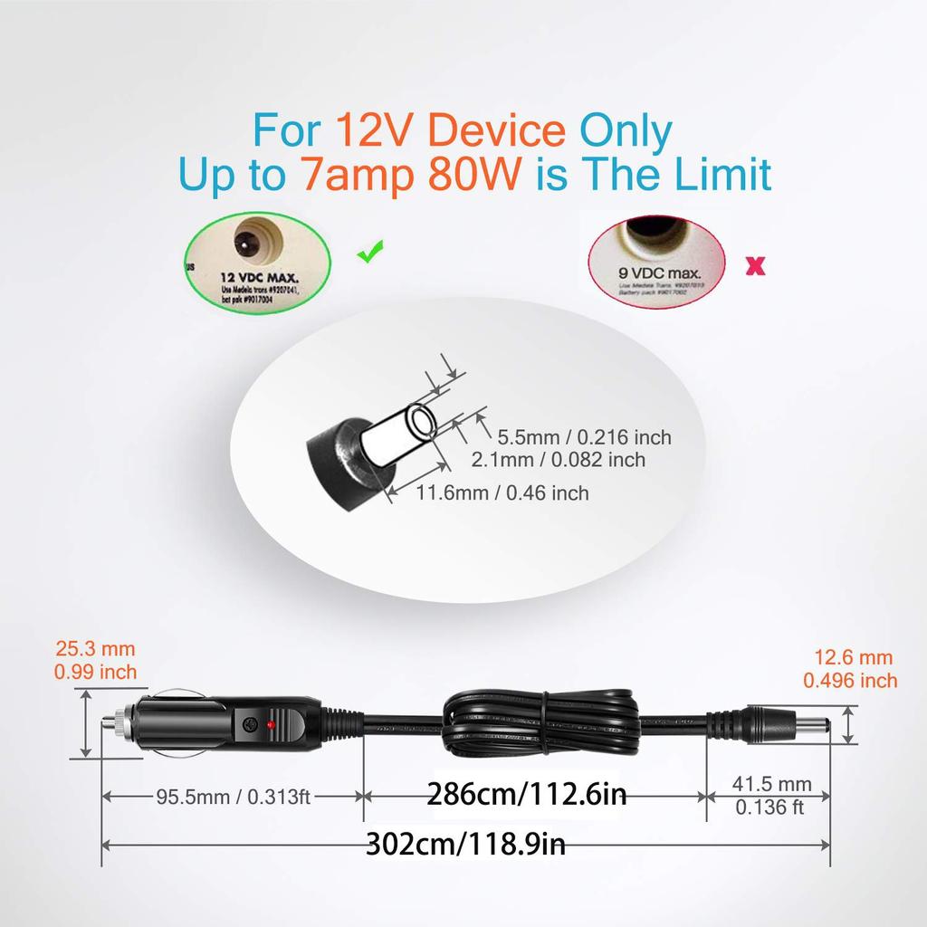 GTIWUNG 24V Car Cigarette Lighter Extension Cable, Cigarette Lighter Extension Cord, Lighter Plug,