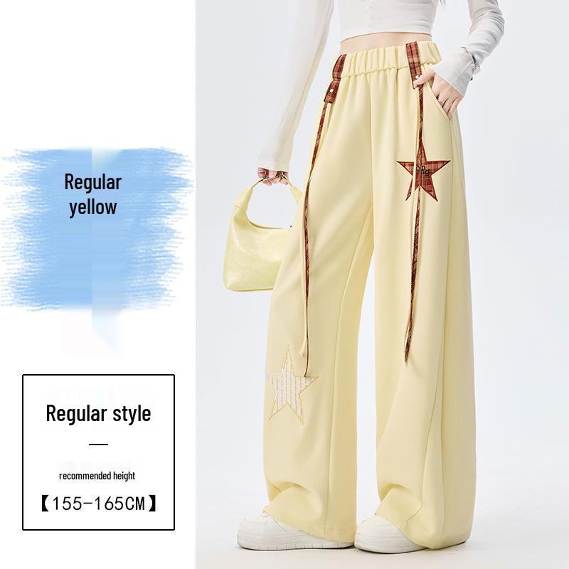 Pentagram Embroidered Women's High-Waist Straight Wide-Leg Sweatpants - Spring 2026