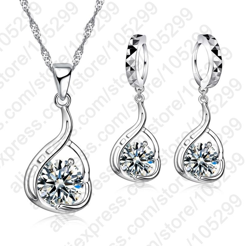 New Arrival Women Girls Wedding Birthday Gift Genuine 925 Sterling Silver Jewelry Sets For Women With Cubic Zirconia