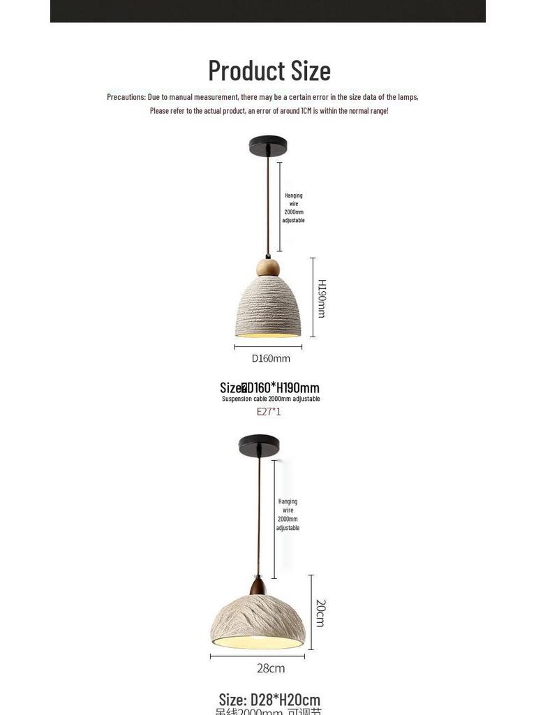 Japanese Wabi-Sabi Yellow Travertine Pendant Light, Retro Mid-Century Style for Bedroom, Homestay, or Restaurant.