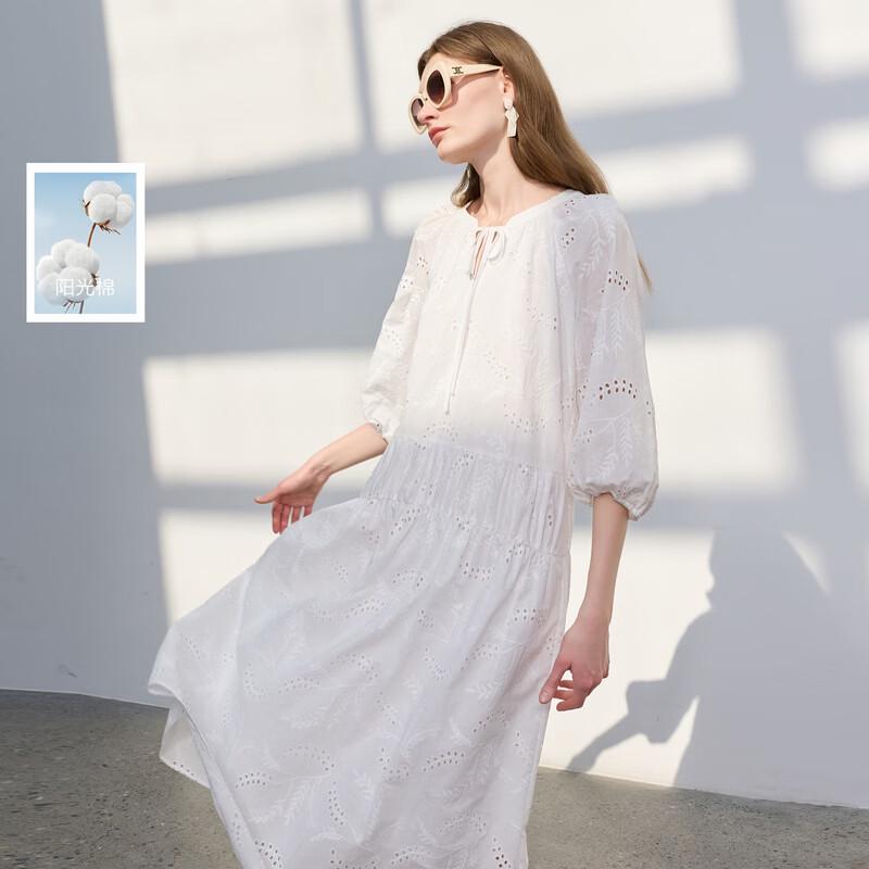 Women s 100% Cotton French V-Neck Lace-up Dress S