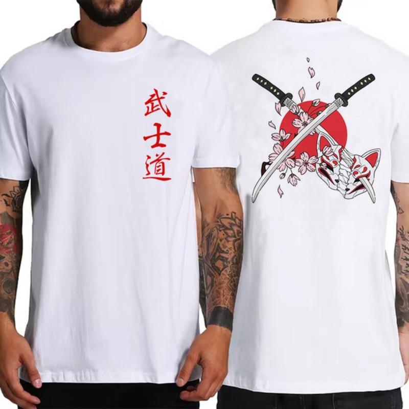 Japan Samurai Spirit Męska koszulka w stylu japońskim z tyłu z nadrukiem 3D Luźne, obszerne koszulki T-shirt Męski prezent Tee Unisex