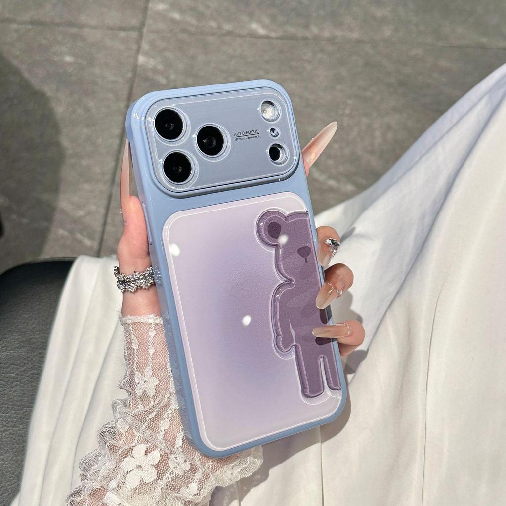 Gradient Bear 3D Cartoon Case for iPhone 17 Pro Max - Trendy Protective Cover