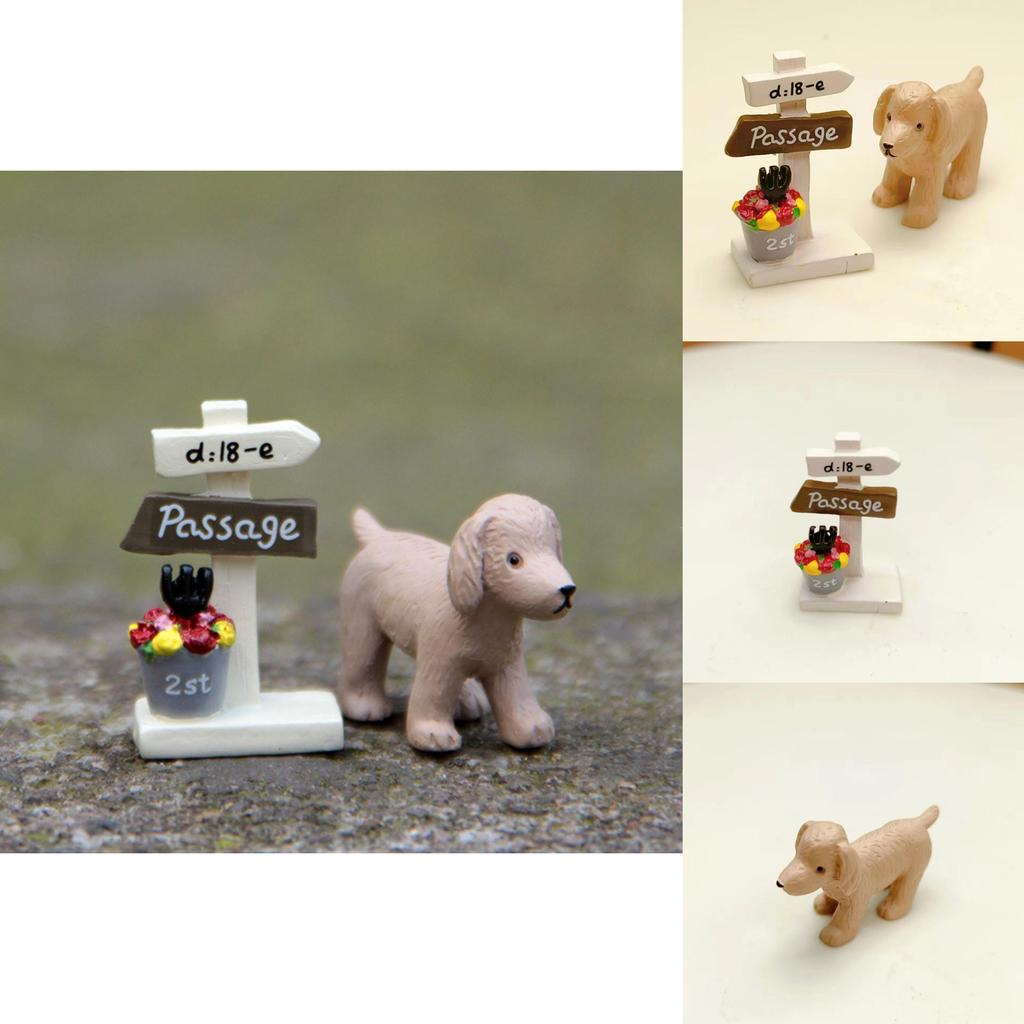 Resin Cartoon Dog Plant Pot With Signpost Miniature For Desk Decor