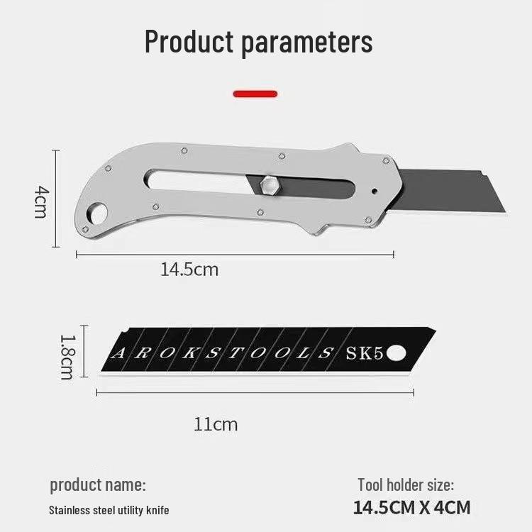 Heavy-Duty Stainless Steel Utility Knife for Paper and Wallpaper Cutting