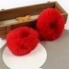 2 Pezzi Elastici per Capelli Semplici Colorati Scrunchies Pelosi Fatti a Mano in Pelliccia Sintetica di Coniglio Accessori per Capelli