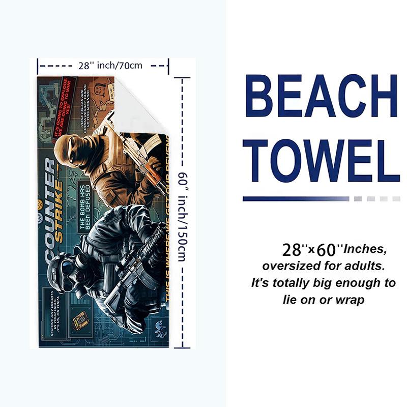 csgo Print Beach Towel, Large Soft Quick Dry Towel for Beach Camping Swimming