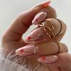 Press On Nail Short Almond Fake Nail French Full Cover Acrylic False Nail Valentine Design Fake Nail for Women and Girls