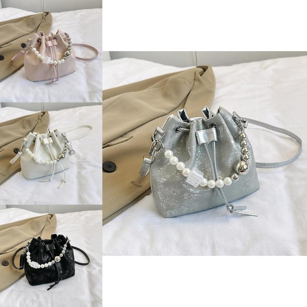 Fashionable 2024 Street Style Pu Chain Bucket Bag For Women With Quilted Stitching