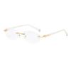 ZIROSAT 58069 Alloy Tint Lenses Myopia Glasses Reading Glasses Diamond Cutting Rimless Titanium Glasses Frame for Women