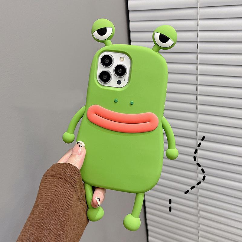 Funny Soft Silicone 3D Frog Phone Case For For Iphone 14 13 11 12 1 16 17 Pro Max XS XR 8 Plus Cartoon Cute Shockproof Bumper Cover