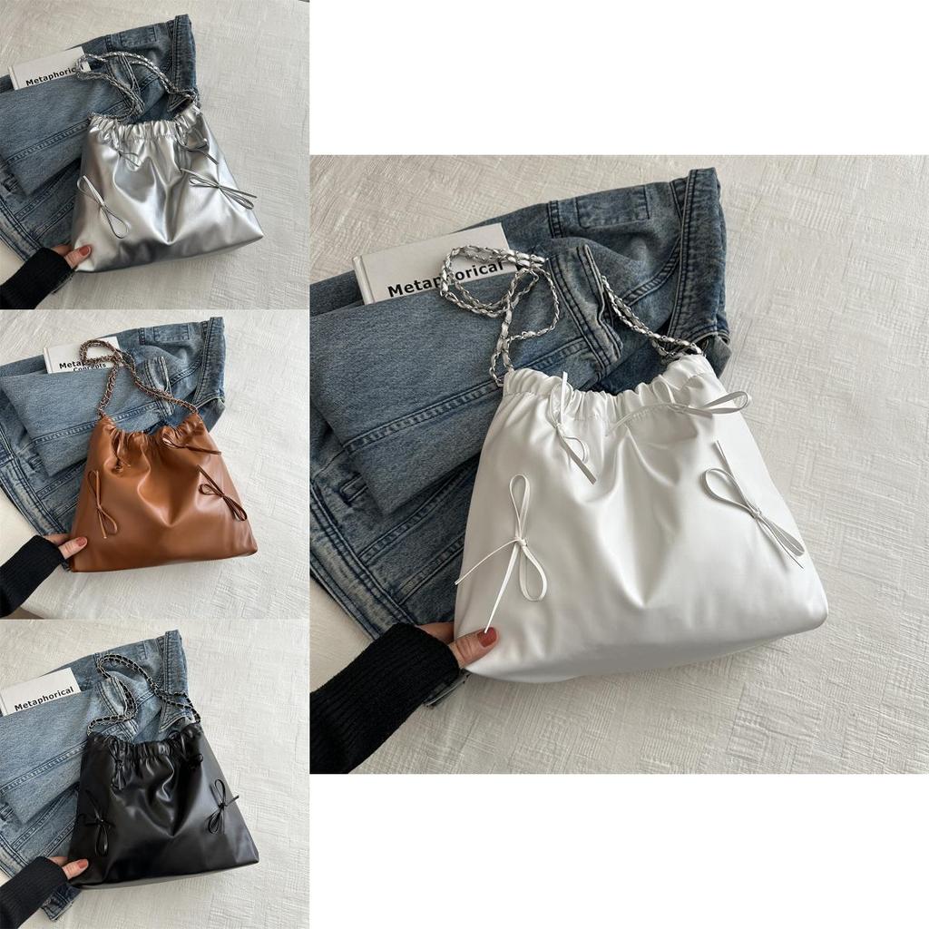 2024 New Spring Stylish Shoulder Crossbody Bag For Women Chic Street Style Pu Bucket Bag In Black/brown/silver/white