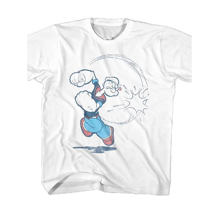 Popeye Vintage White Youth Simple and Versatile T-shirt S белый