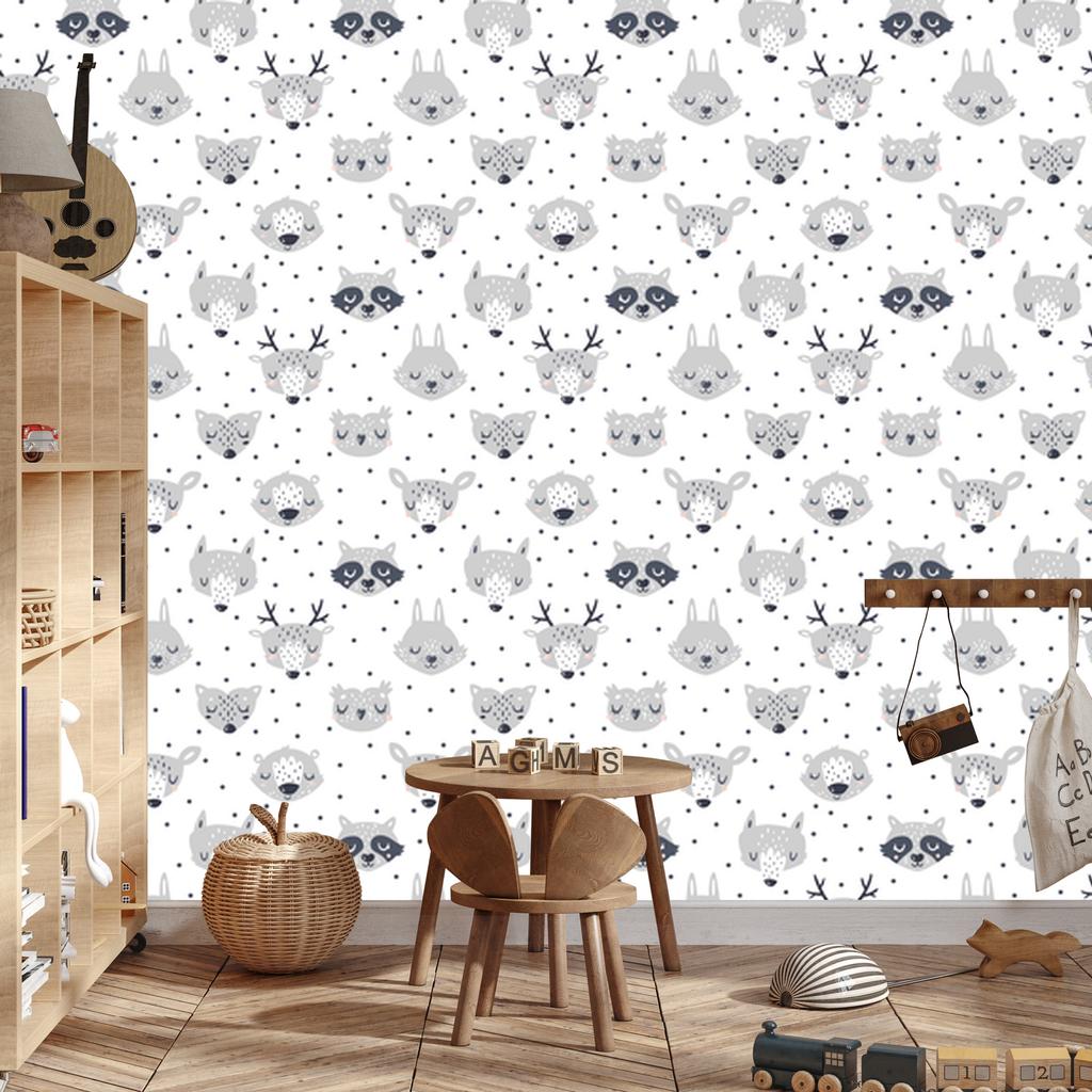 Wallpaper Teddy bears owls hares deer for living room and bedroom 50x1000
