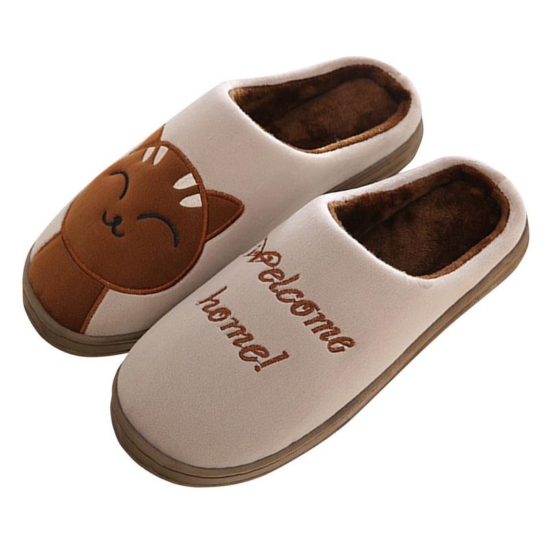 Frauen Winter Zu Hause Hausschuhe Cartoon Katze Hausschuhe Anti Slip Weiche Warme Plüsch Innen Haus Hausschuhe Schlafzimmer Paare Boden Schuhe